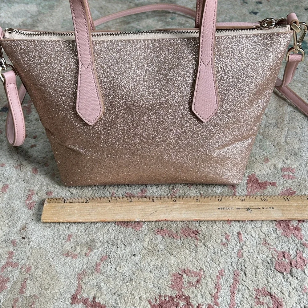 Kate Spade Crossbody Bag Womens Small Rose Gold Glitter Satchel Handbag